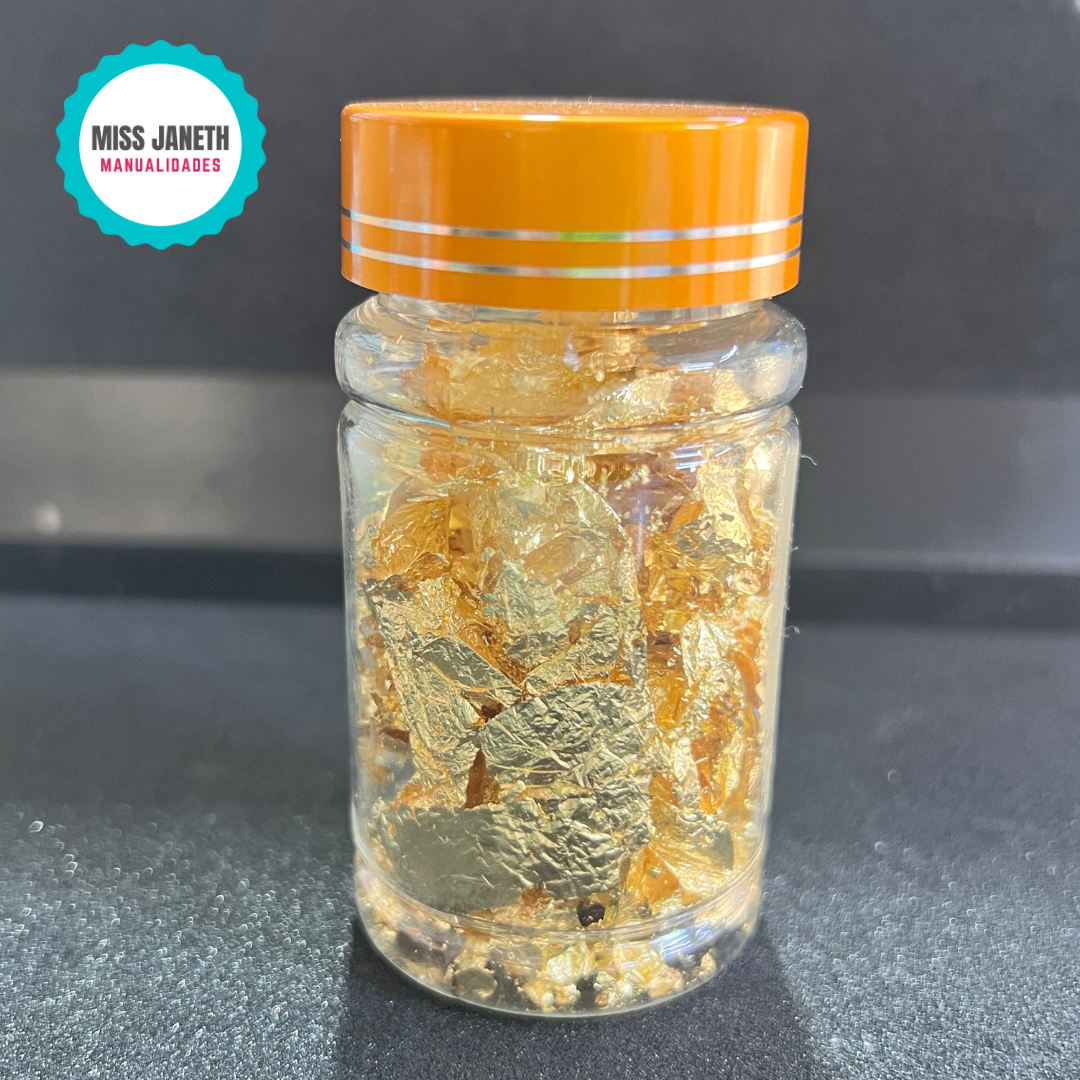 Frasco hoja metálica oro/plata/bronce